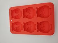 6 Cavity Owl Shape Silicone Brownie Mold Bakeware Red OEM Rolican