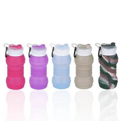 Collapsible Sport Silicone Portable Foldable Water Bottle Reusable 550ml LFGB